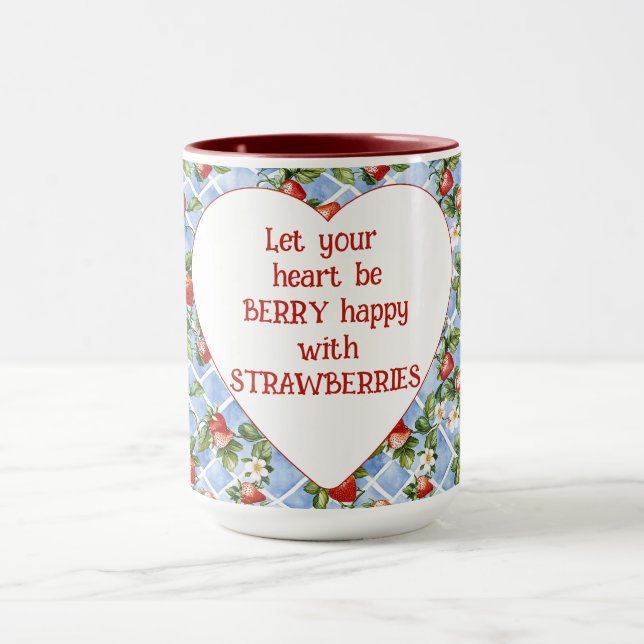 Erdbeeren Herz ist glücklich Tasse (Zentrum)
