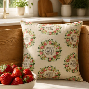Erdbeeren   Home Sweet Home   Khaki  Kissen