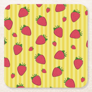 Erdbeeren-Illustration Rechteckiger Pappuntersetzer