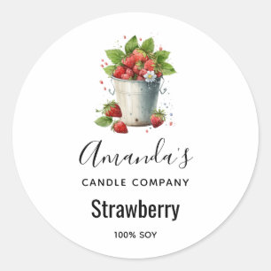 Erdbeeren in einem "Bucket Candle Business" Runder Aufkleber