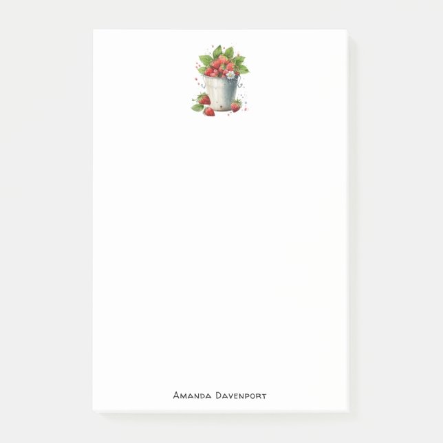 Erdbeeren in einem Eimer Post-it Klebezettel (Vorderseite)