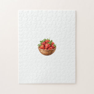 Erdbeeren in einem hölzernen Schalenpuzzle