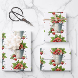 Erdbeeren in einem Schaufelmuster Geschenkpapier Set