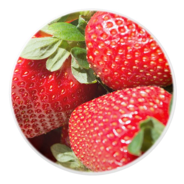 Erdbeeren Keramikknauf (Vorderseite)