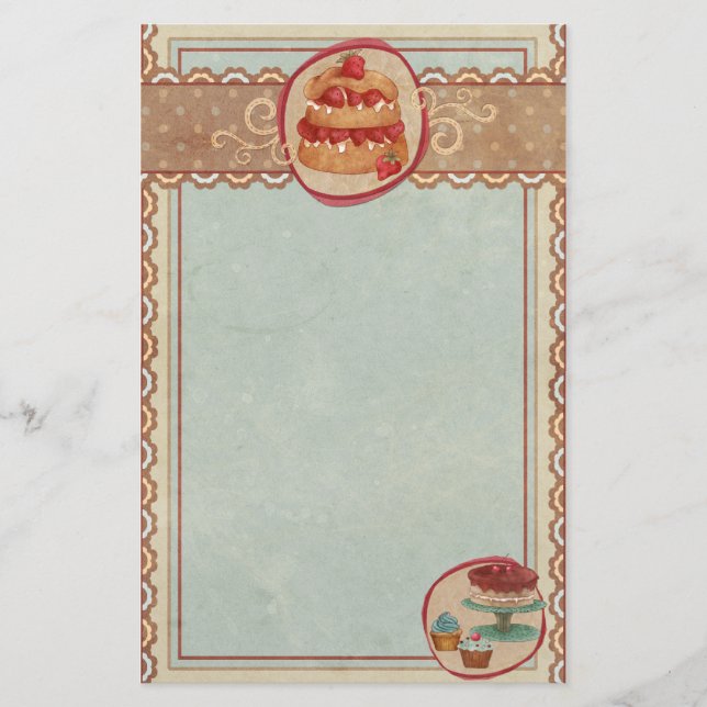 Erdbeeren-Kurzgebäck und Kalbfleisch Briefpapier (Vorderseite)