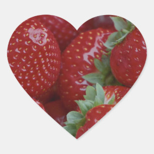 Erdbeeren lecker Herz-Aufkleber