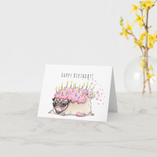 Erdbeeren Mattierter Mops Witziger Geburtstag Karte