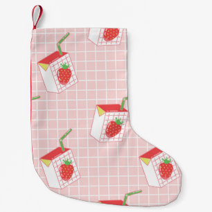 Erdbeeren Milk Cartoon: Spielerische Muster Kleiner Weihnachtsstrumpf