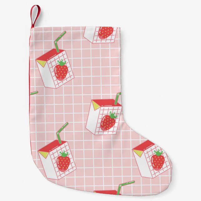 Erdbeeren Milk Cartoon: Spielerische Muster Kleiner Weihnachtsstrumpf (Vorderseite)