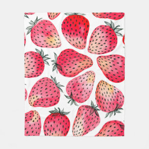 Erdbeeren mit Aquarell und Tinte, nahtlos gestrich Fleecedecke
