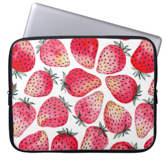 Erdbeeren mit Aquarell und Tinte, nahtlos gestrich Laptopschutzhülle