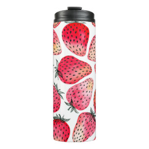 Erdbeeren mit Aquarell und Tinte, nahtlos gestrich Thermosbecher