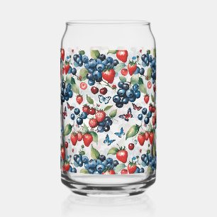 Erdbeeren mit Blaubeeren und Schmetterlingen Dosenglas