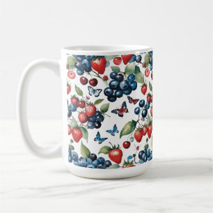 Erdbeeren mit Blaubeeren und Schmetterlingen Kaffeetasse