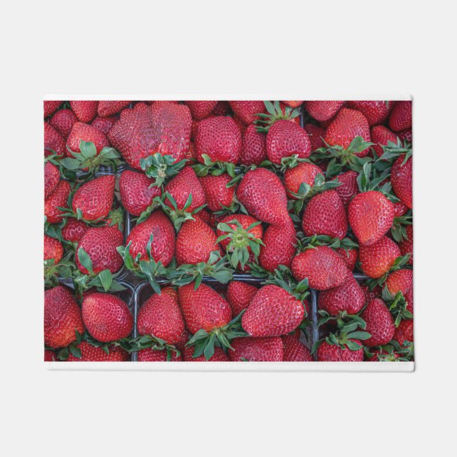 Erdbeeren mit grünen Blätter Fußmatte (Vorderseite)