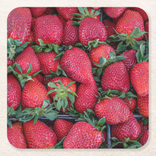 Erdbeeren mit grünen Blätter Rechteckiger Pappuntersetzer