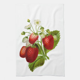 Erdbeeren mit grünen Blättern Küchenhandtuch Geschirrtuch