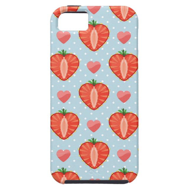 Erdbeeren mit Polka-Punkten und Herz Case-Mate iPhone Hülle (Rückseite)