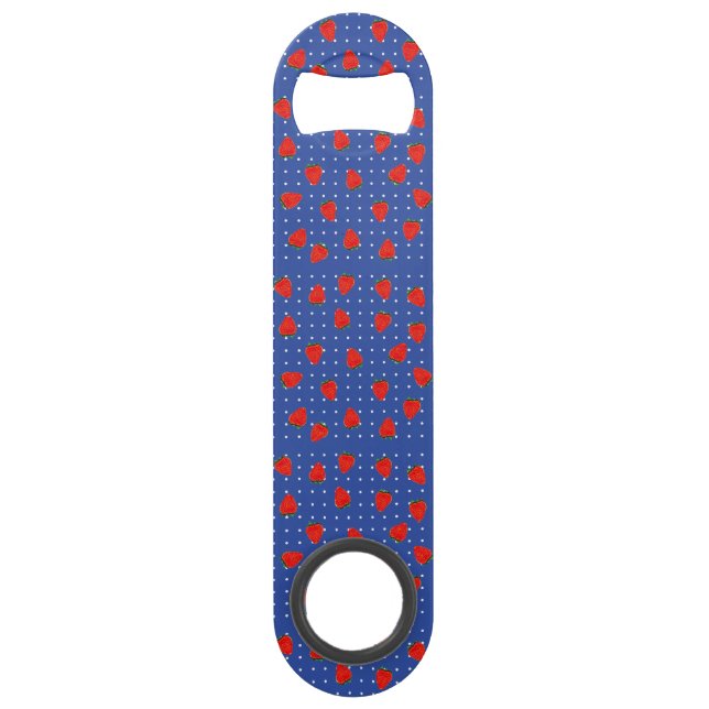 Erdbeeren mit Punkten Speedflaschenöffner (Vorderseite)