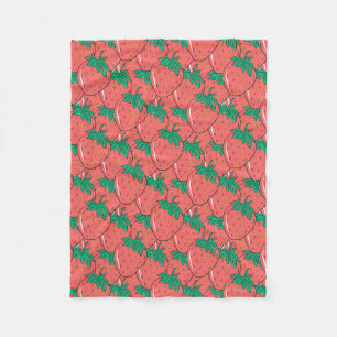 Erdbeeren Mustervlies Fleecedecke