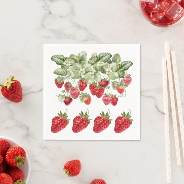 Erdbeeren Obst Blätter Dekoupage Craft Serviette (Beispiel)
