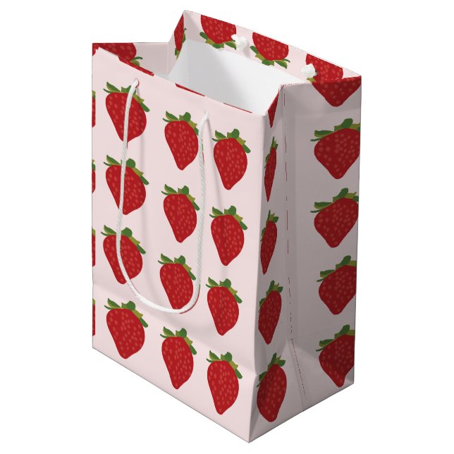 Erdbeeren Obst Niedlich Sommer Erdbeeren Mittlere Geschenktüte (Vorderseite Schrägansicht)