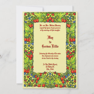 Erdbeeren Obst- und Blumengrenze Hochzeit Einladung