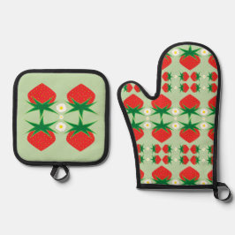 Erdbeeren Ofenhandschuh & Topflappen-Set