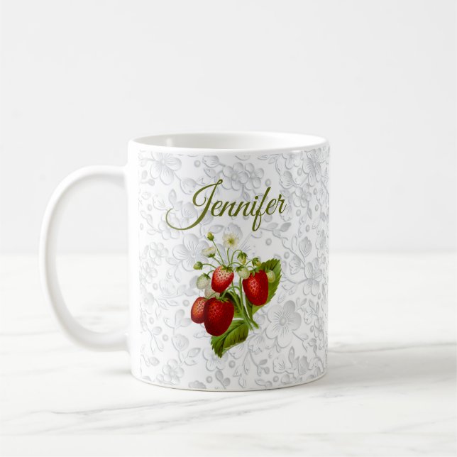 Erdbeeren Personalisierte Kaffeetasse (Links)