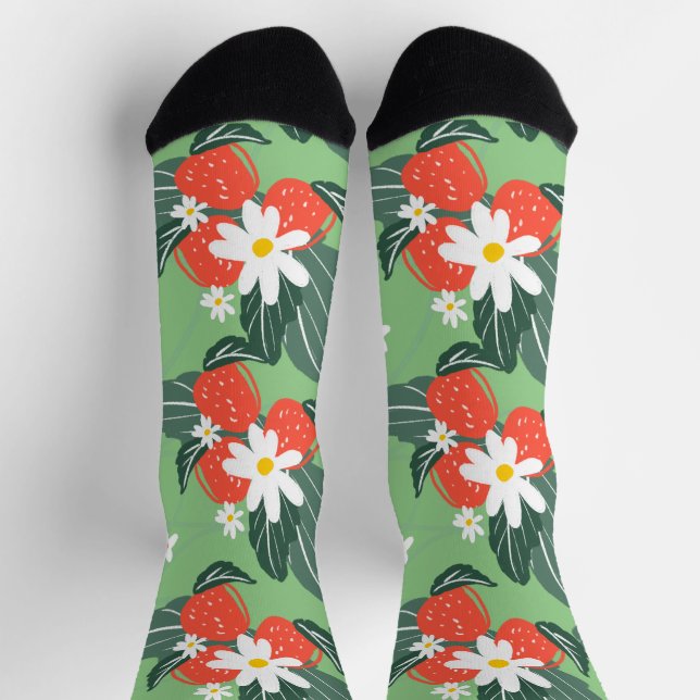 Erdbeeren Pflaster-Gartenmuster Socken (Oben)
