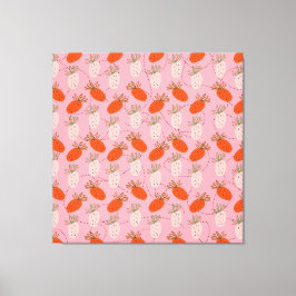 Erdbeeren Pink White Doodle Fruchtmuster Leinwanddruck