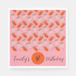 Erdbeeren Pink White Doodle Muster Serviette