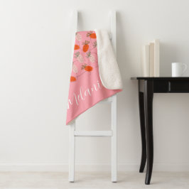 Erdbeeren Pink White Doodle Muster Sherpadecke