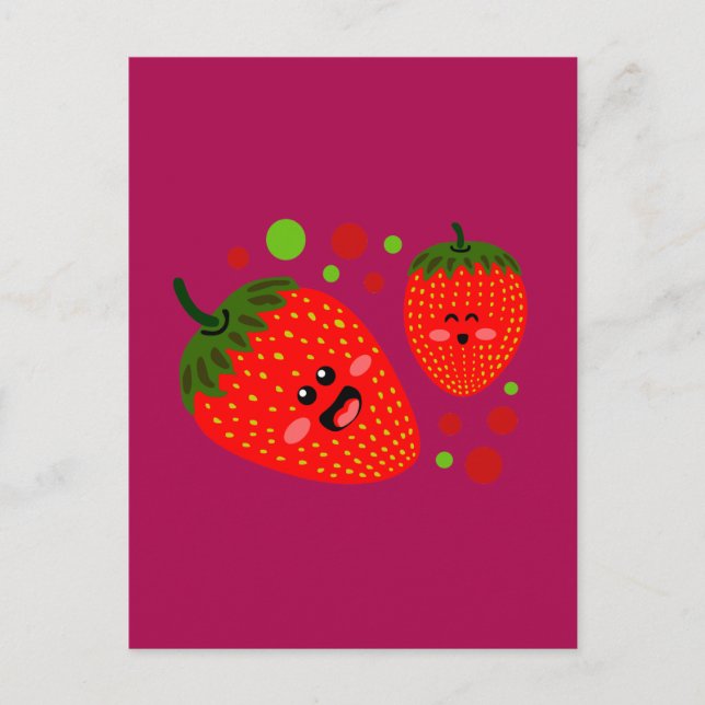 Erdbeeren Postkarte (Vorderseite)