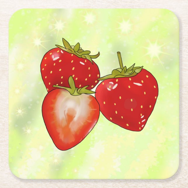 Erdbeeren  rechteckiger pappuntersetzer (Vorderseite)