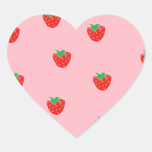 Erdbeeren Rosa Herz-Aufkleber