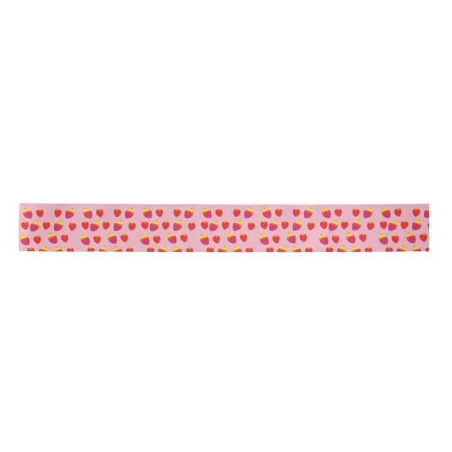 Erdbeeren Rosa Ribbon Satinband (Vorderseite)