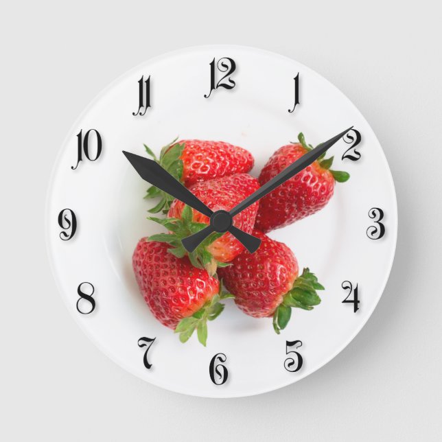 Erdbeeren Runde Wanduhr (Vorderseite)