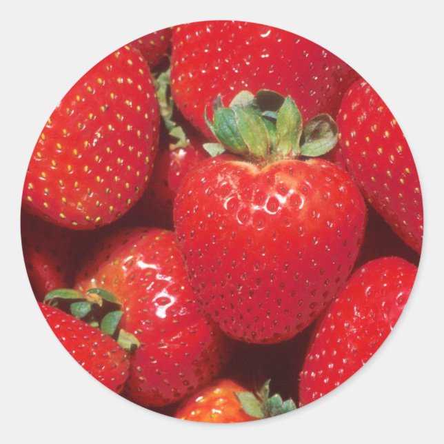 Erdbeeren Runder Aufkleber (Vorderseite)