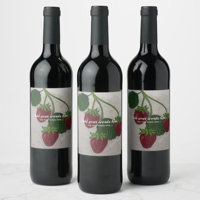 Erdbeeren Set für Lebensmittel und Getränke Weinetikett (Flaschen)
