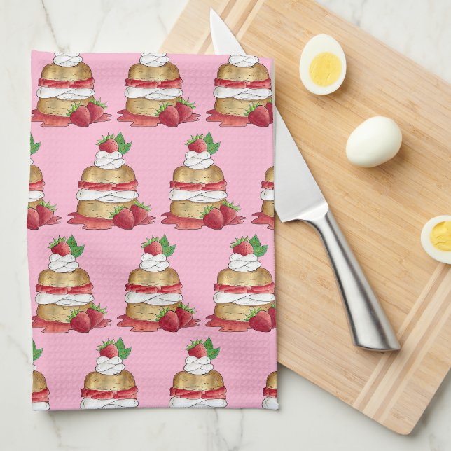 Erdbeeren Shortcake Cake Dessert Erdbeeren Geschirrtuch (Viertel Falte)