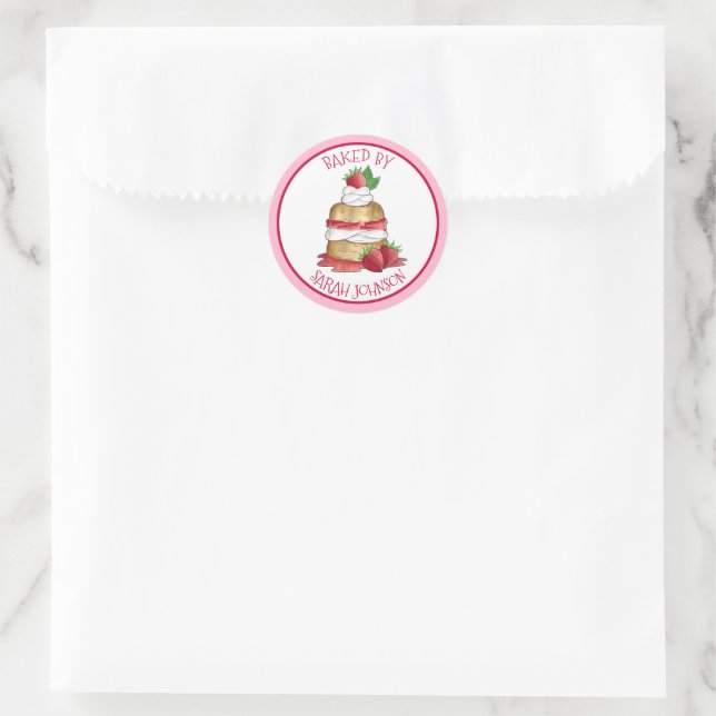 Erdbeeren Shortcake Kuchen Bäckerei Koch gebacken  Runder Aufkleber (Tasche)