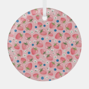 Erdbeeren Sommer, Cartoon mädchenhaft Hintergrund. Ornament Aus Glas