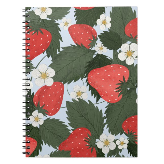 Erdbeeren: Sommerfrucht Musterdesign. Notizblock (Vorderseite)