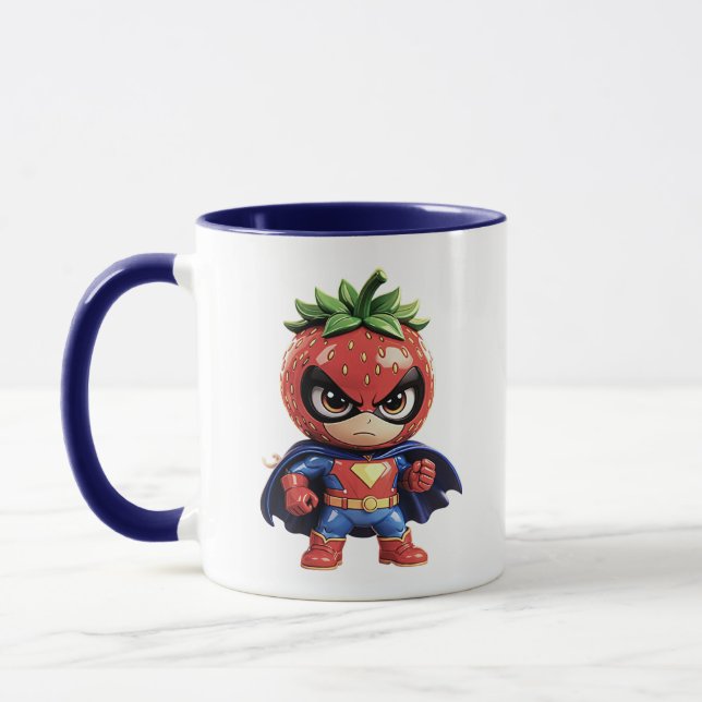 Erdbeeren-Superheld Süß Cartoon Tasse (Links)