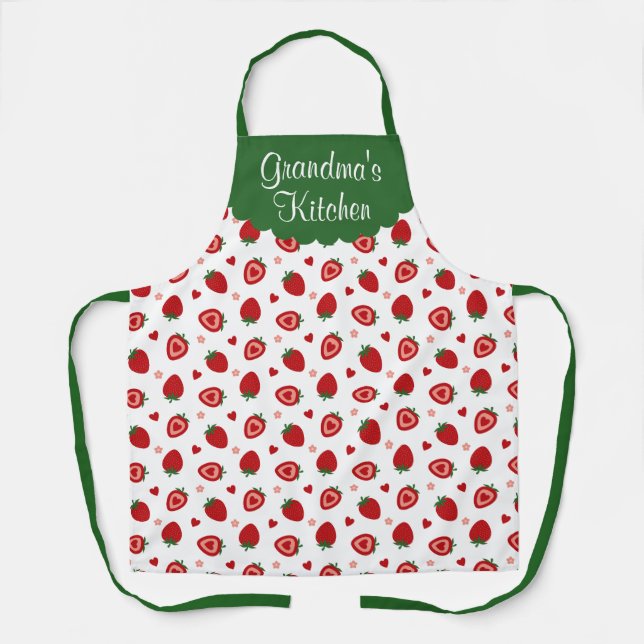 Erdbeeren überall Personalisierte Schürze drucken (Vorderseite)
