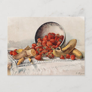 Erdbeeren und Bananen in einem Korb   E. Meyner Postkarte