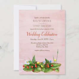 Erdbeeren und Blume auf der Wiese Einladung