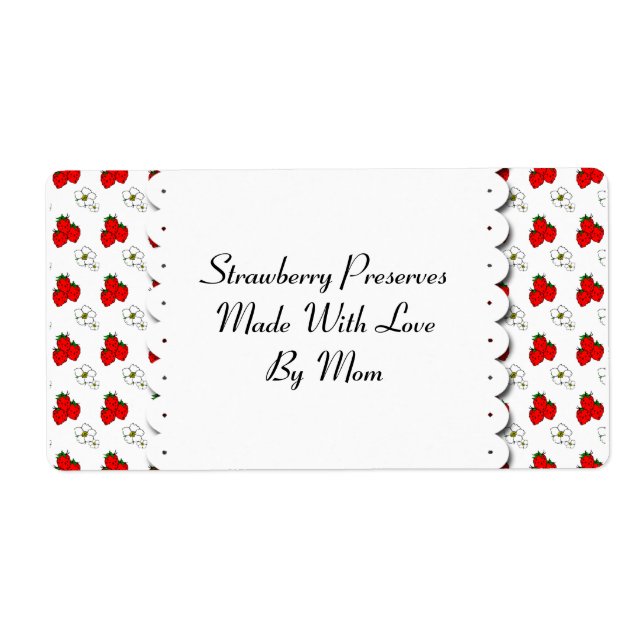 Erdbeeren und Blume - benutzerdefiniertes Etikett (Vorne)