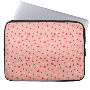 Erdbeeren und Blume Muster Laptopschutzhülle